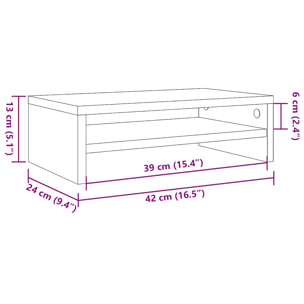 Stojan Na Monitor Betonově Šedý 42X24X13 Cm Kompozitní Dřevo