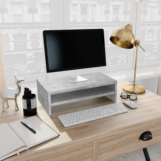 Stojan Na Monitor Betonově Šedý 42X24X13 Cm Kompozitní Dřevo