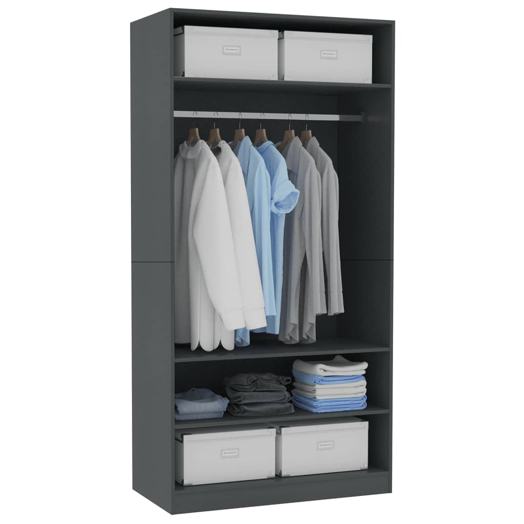 Šatní Skříň Šedá Dřevotříska Šedá