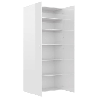 Botník Bílý S Vysokým Leskem 80X35,5X180 Cm Kompozitní Dřevo