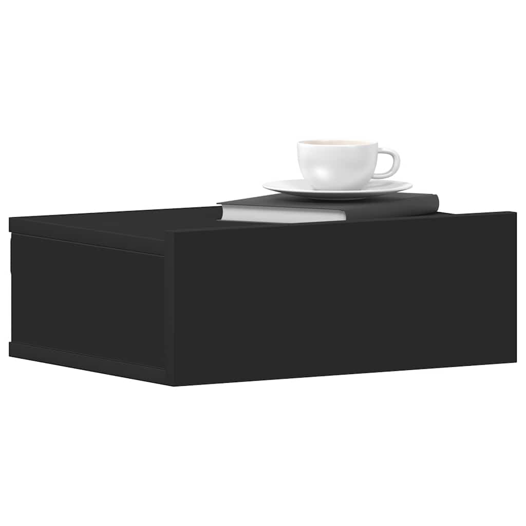 Plovoucí Noční Stolky 2 Ks Černé 40X30X15 Cm Kompozitní Dřevo