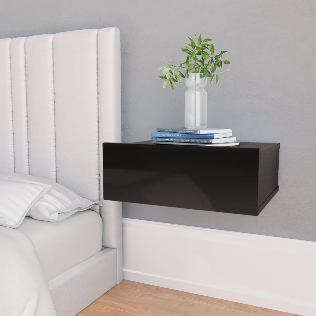 Plovoucí Noční Stolky 2 Ks Černé 40X30X15 Cm Kompozitní Dřevo