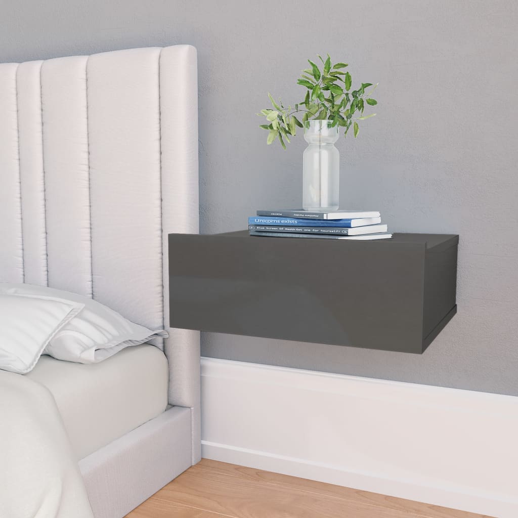 Plovoucí Noční Stolky 2 Ks Černé 40X30X15 Cm Kompozitní Dřevo