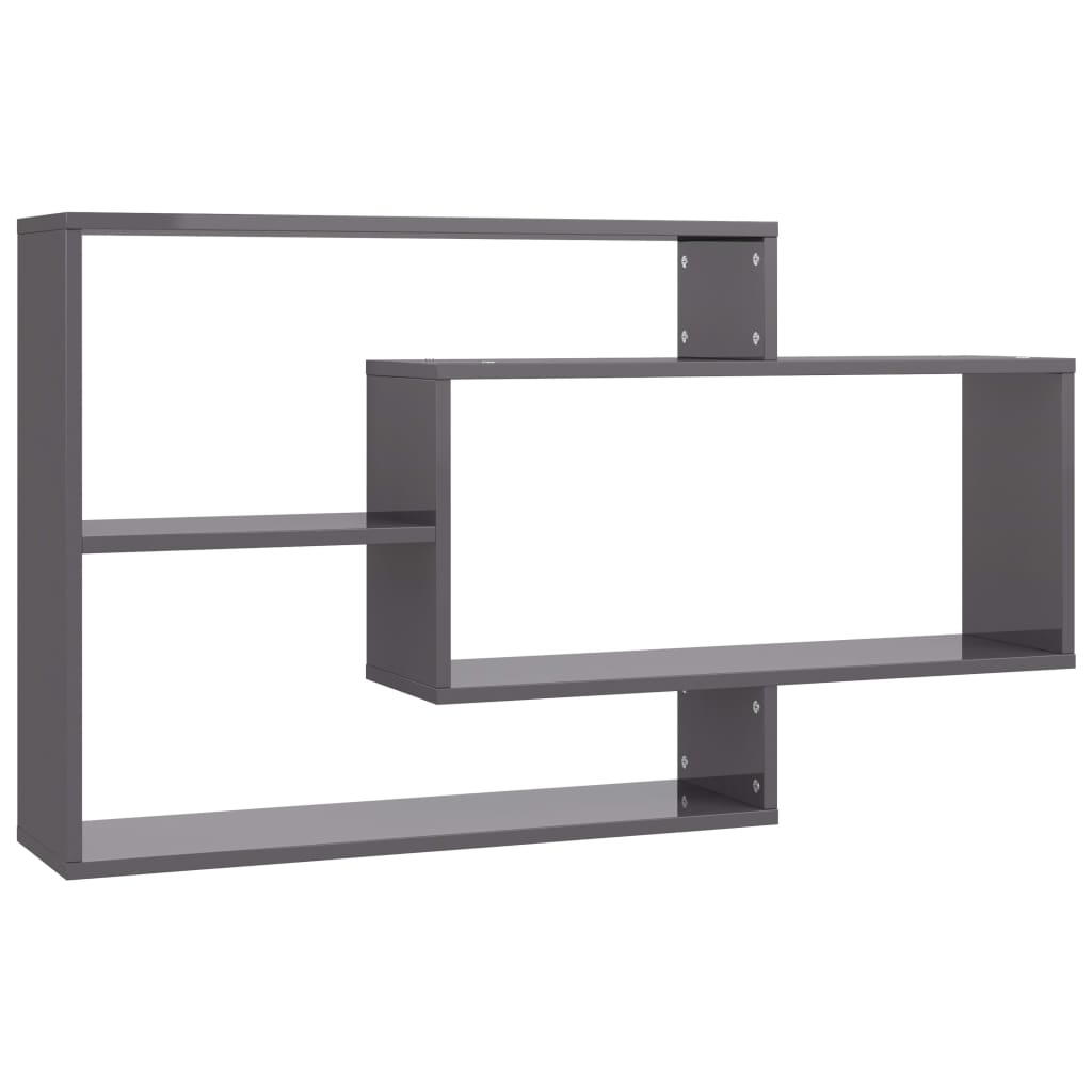 Nástěnné Police Šedé Vysoký Lesk 104 X 20 X 58,5 Cm Dřevotříska