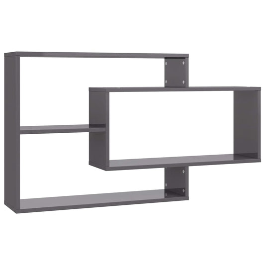 Nástěnné Police Šedé Vysoký Lesk 104 X 20 X 58,5 Cm Dřevotříska