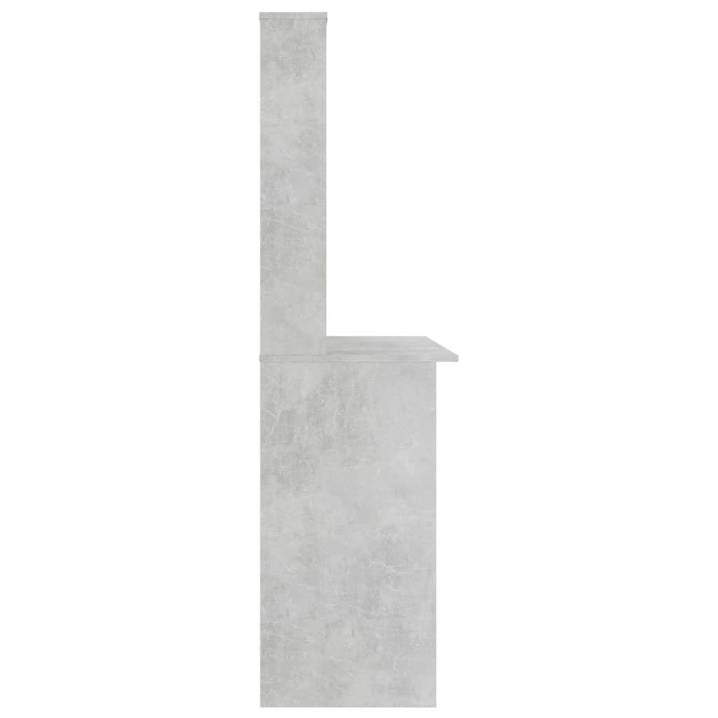 Psací Stůl S Policemi Betonově Šedý 110X45X157 Cm Dřevotříska
