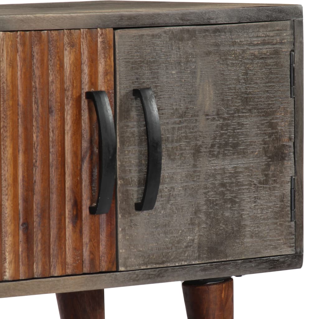 Tv Stolek Šedý 130 X 30 X 46 Cm Masivní Hrubý Mangovník