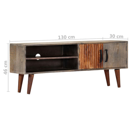 Tv Stolek Šedý 130 X 30 X 46 Cm Masivní Hrubý Mangovník