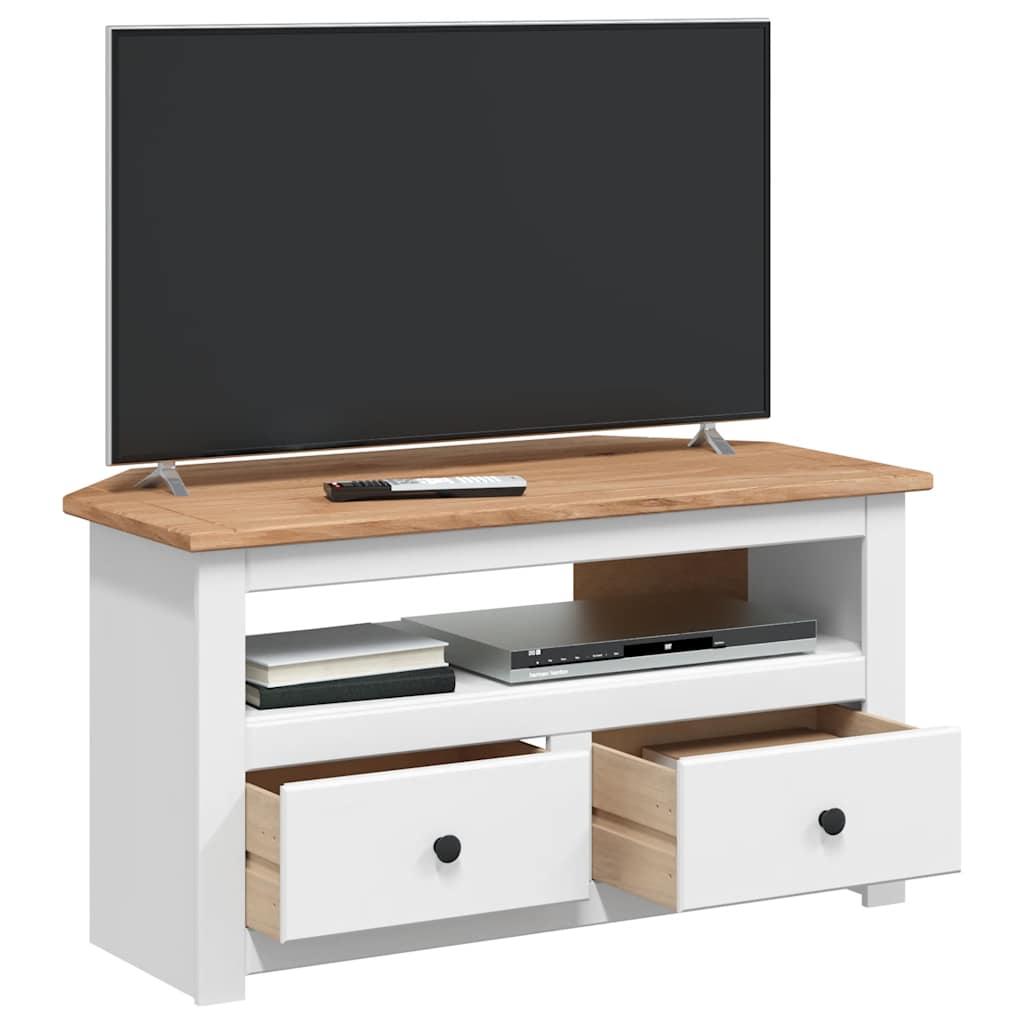 Rohová Tv Skříňka 93X49X49 Cm Masivní Borovice Řada Panama