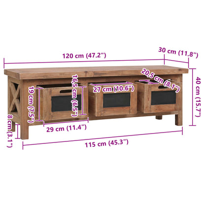 Tv Stolek Se 3 Zásuvkami 120 X 30 X 40 Cm Masivní Mahagon