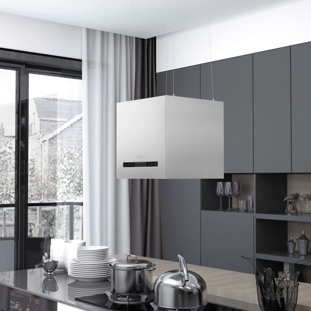 Závěsná Ostrůvková Digestoř Dotykový Senzor Lcd 37Cm Nerez Ocel