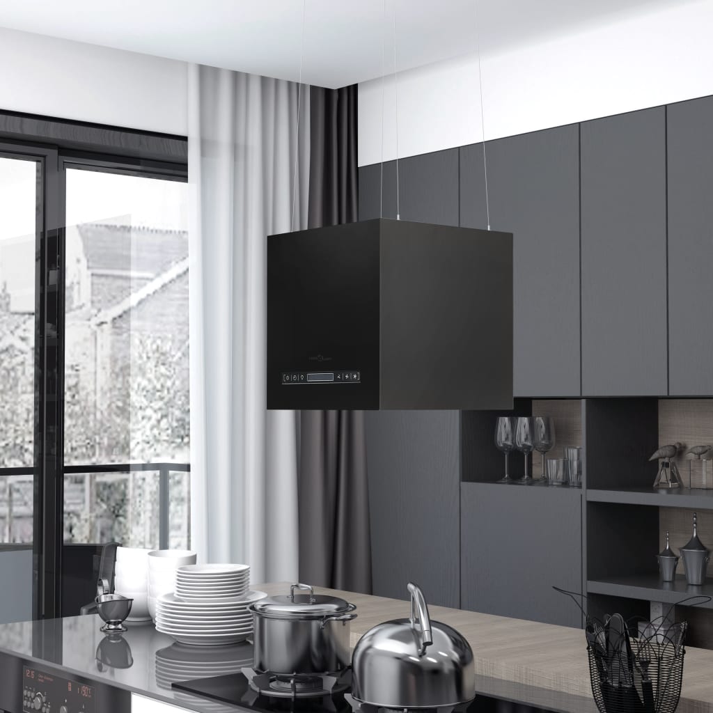 Závěsná Ostrůvková Digestoř Dotykový Senzor Lcd 37Cm Nerez Ocel