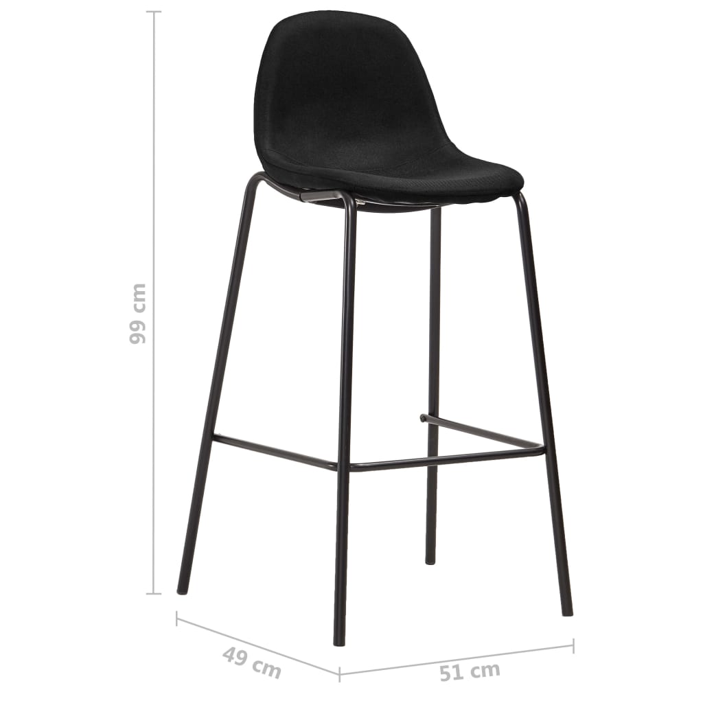 Barové Židle 4 Ks Černé Textil
