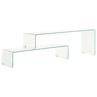 2Dílný Konferenční Stolek 90X30X20 / 110X30X40 Cm Tvrzené Sklo