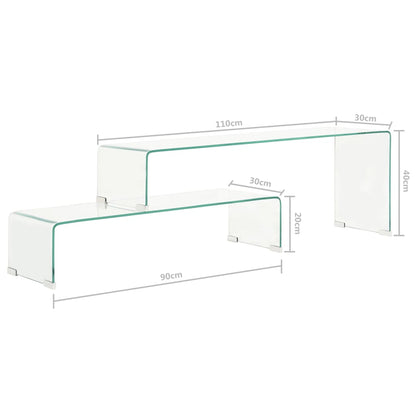 2Dílný Konferenční Stolek 90X30X20 / 110X30X40 Cm Tvrzené Sklo