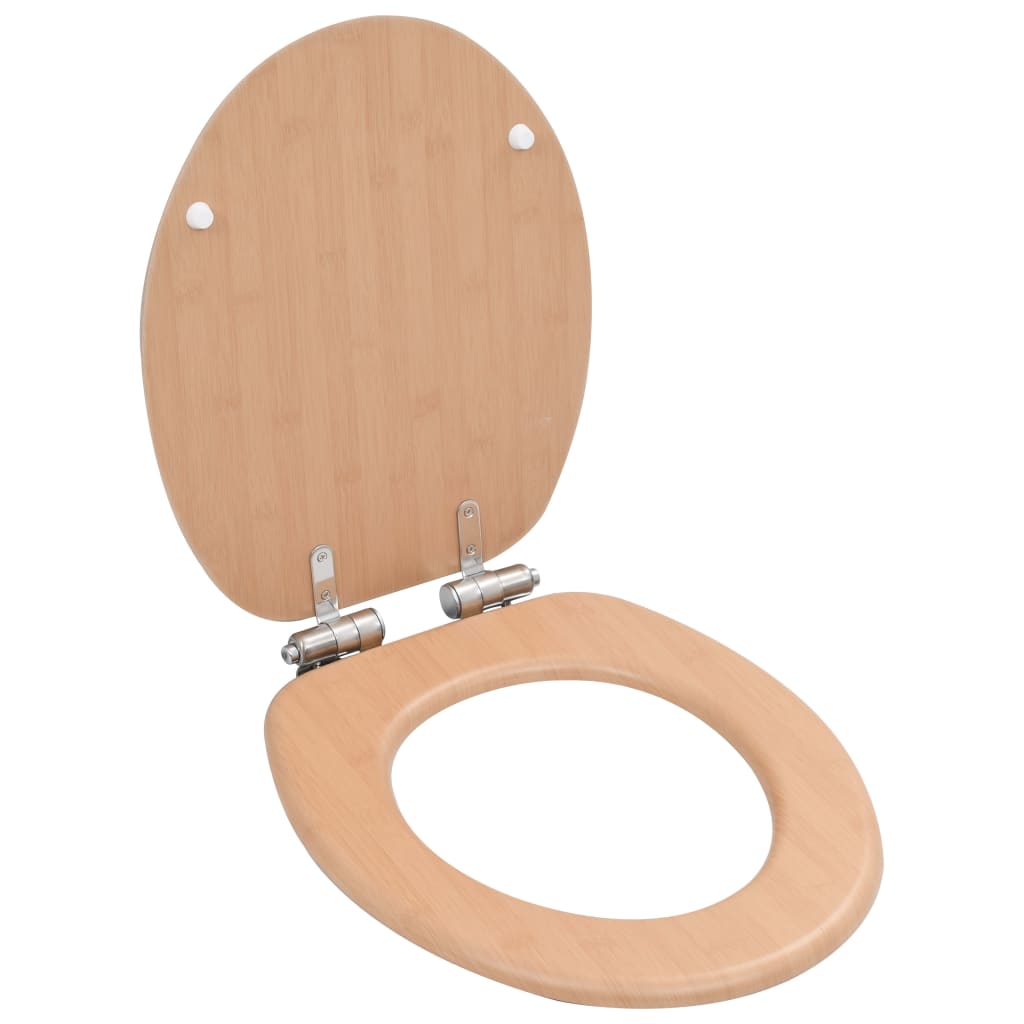 Wc Sedátko S Funkcí Pomalého Sklápění 2 Ks Mdf Motiv Bambusu