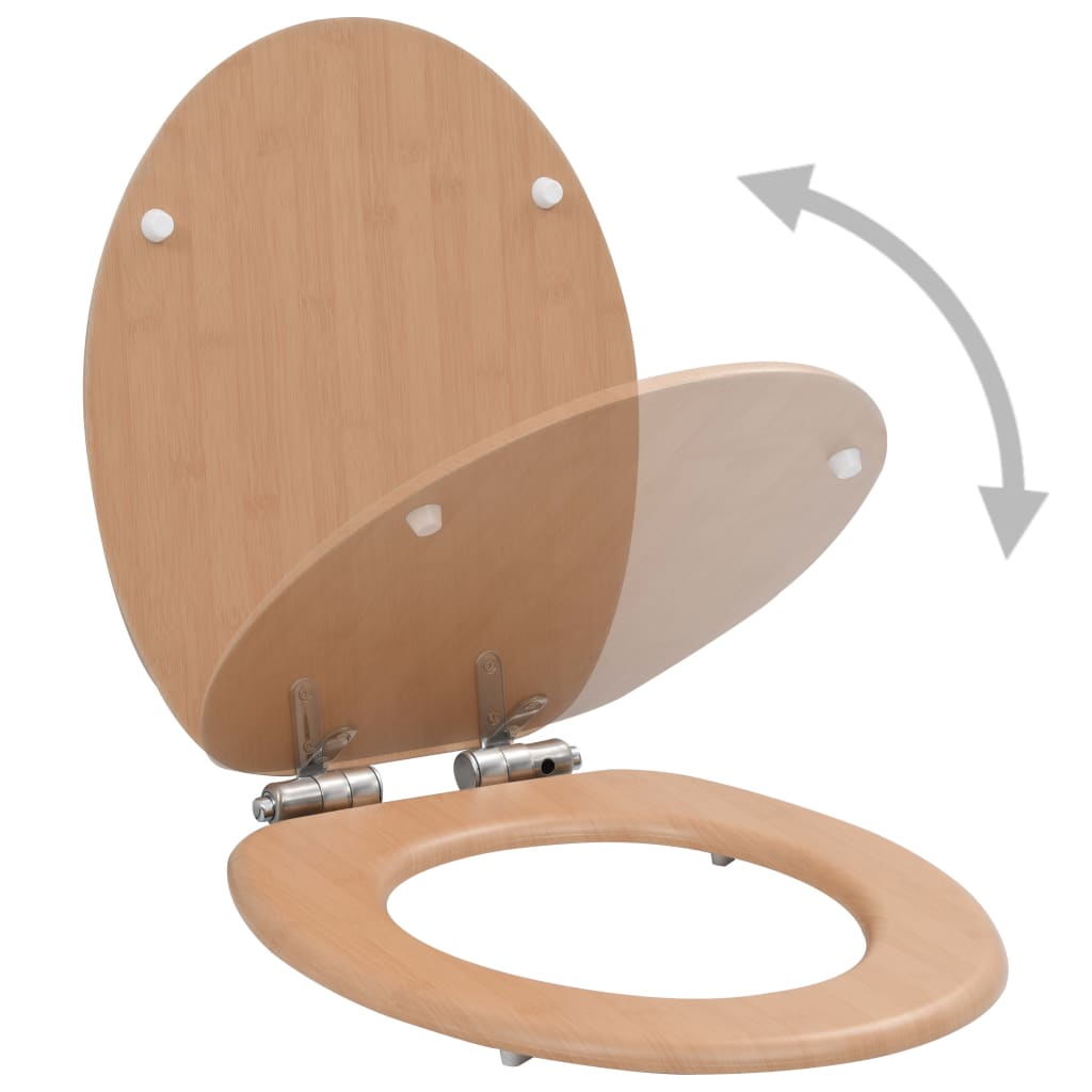 Wc Sedátko S Funkcí Pomalého Sklápění 2 Ks Mdf Motiv Bambusu