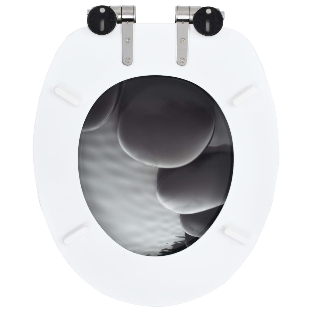 Wc Sedátko S Funkcí Pomalého Sklápění 2 Ks Mdf Motiv Kamínků