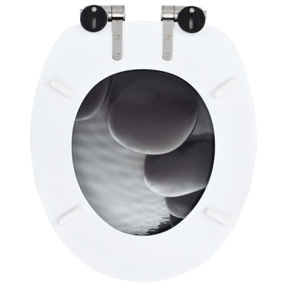 Wc Sedátko S Funkcí Pomalého Sklápění 2 Ks Mdf Motiv Kamínků