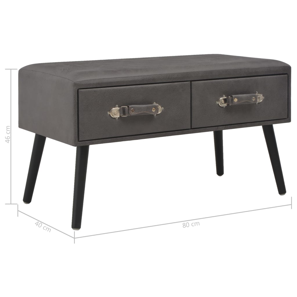 Lavice Se Zásuvkami 80 Cm Šedá Umělá Kůže