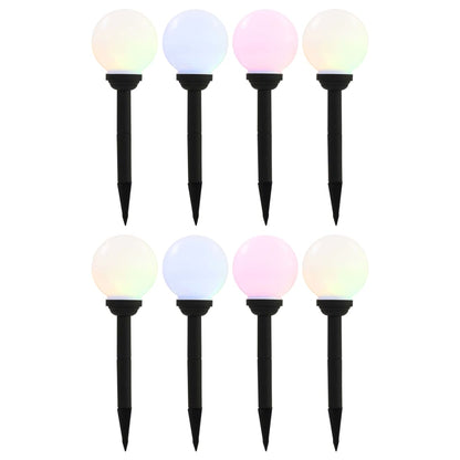 Zahradní Solární Lampy 8 Ks Led Kulovité 15 Cm Rgb