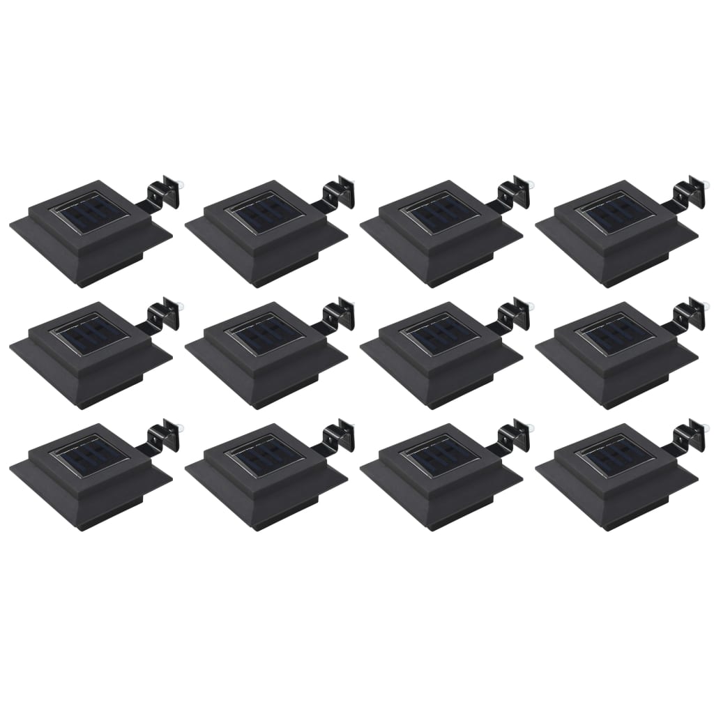Zahradní Solární Lampy 12 Ks Led Čtvercové 12 Cm Černé