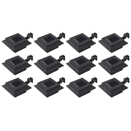 Zahradní Solární Lampy 12 Ks Led Čtvercové 12 Cm Černé