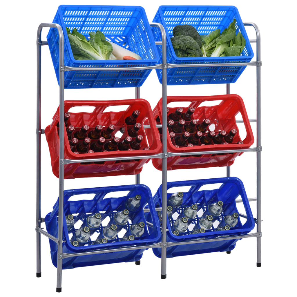 Skladový Regál Na 3 Přepravky Stříbrný Ocel