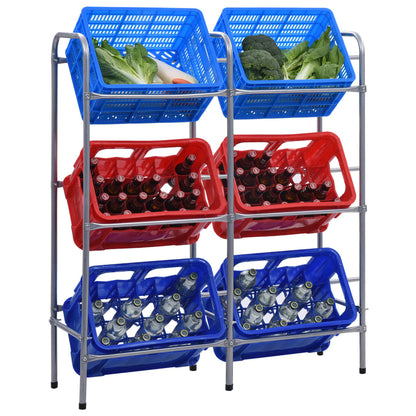 Skladový Regál Na 3 Přepravky Stříbrný Ocel