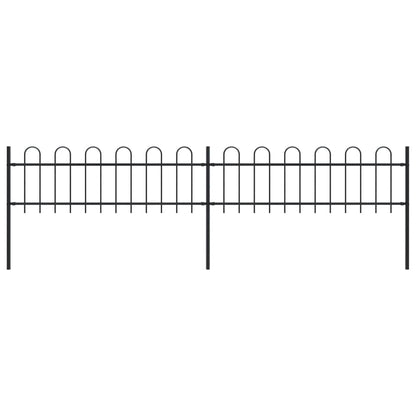 Zahradní Plot S Obloučky Ocelový 6,8 X 1,5 M Černý Černá