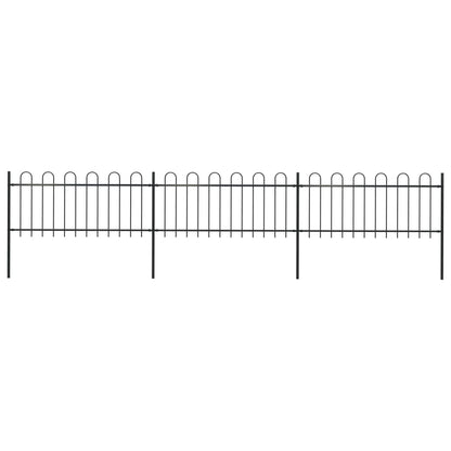 Zahradní Plot S Obloučky Ocelový 6,8 X 1,5 M Černý Černá