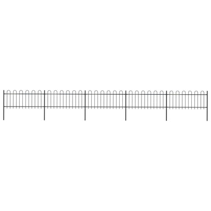 Zahradní Plot S Obloučky Ocelový 6,8 X 1,5 M Černý Černá