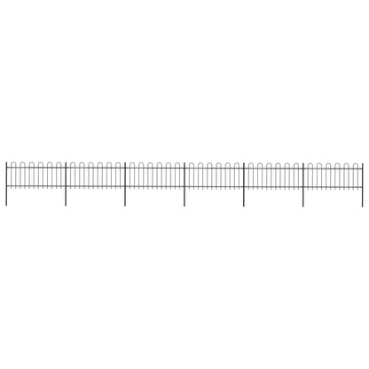 Zahradní Plot S Obloučky Ocelový 6,8 X 1,5 M Černý Černá