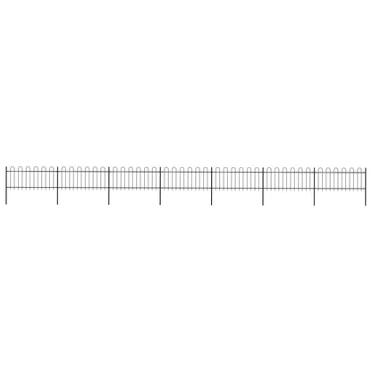 Zahradní Plot S Obloučky Ocelový 6,8 X 1,5 M Černý Černá