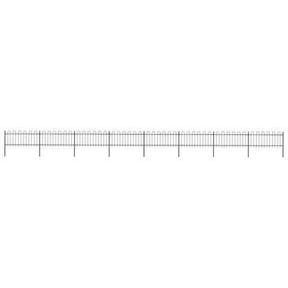 Zahradní Plot S Obloučky Ocelový 6,8 X 1,5 M Černý Černá