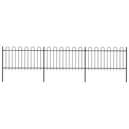 Zahradní Plot S Obloučky Ocelový 6,8 X 1,5 M Černý Černá