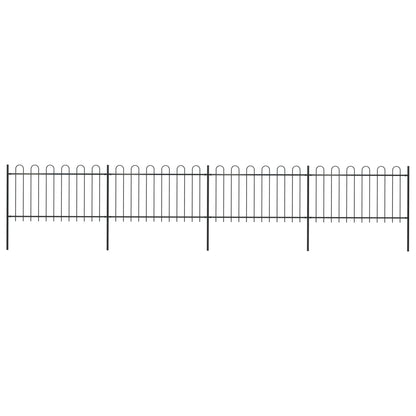 Zahradní Plot S Obloučky Ocelový 6,8 X 1,5 M Černý Černá