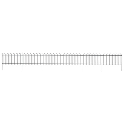 Zahradní Plot S Obloučky Ocelový 6,8 X 1,5 M Černý Černá
