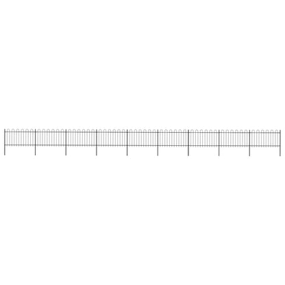 Zahradní Plot S Obloučky Ocelový 6,8 X 1,5 M Černý Černá