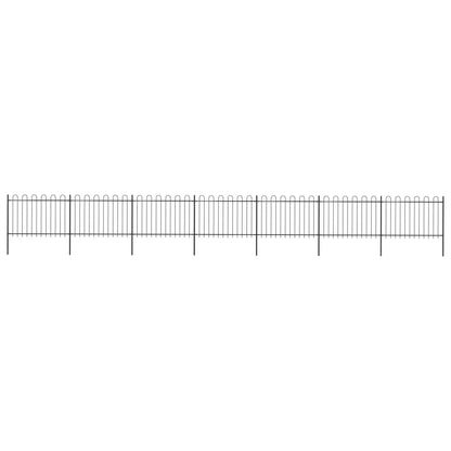 Zahradní Plot S Obloučky Ocelový 6,8 X 1,5 M Černý Černá