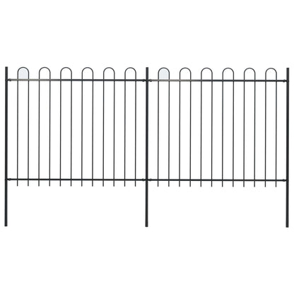 Zahradní Plot S Obloučky Ocelový 6,8 X 1,5 M Černý Černá