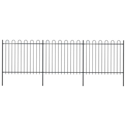 Zahradní Plot S Obloučky Ocelový 6,8 X 1,5 M Černý Černá