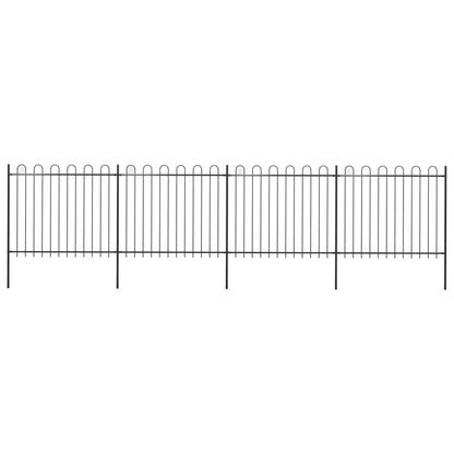 Zahradní Plot S Obloučky Ocelový 6,8 X 1,5 M Černý Černá