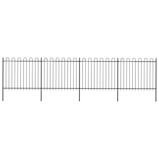 Zahradní Plot S Obloučky Ocelový 6,8 X 1,5 M Černý Černá