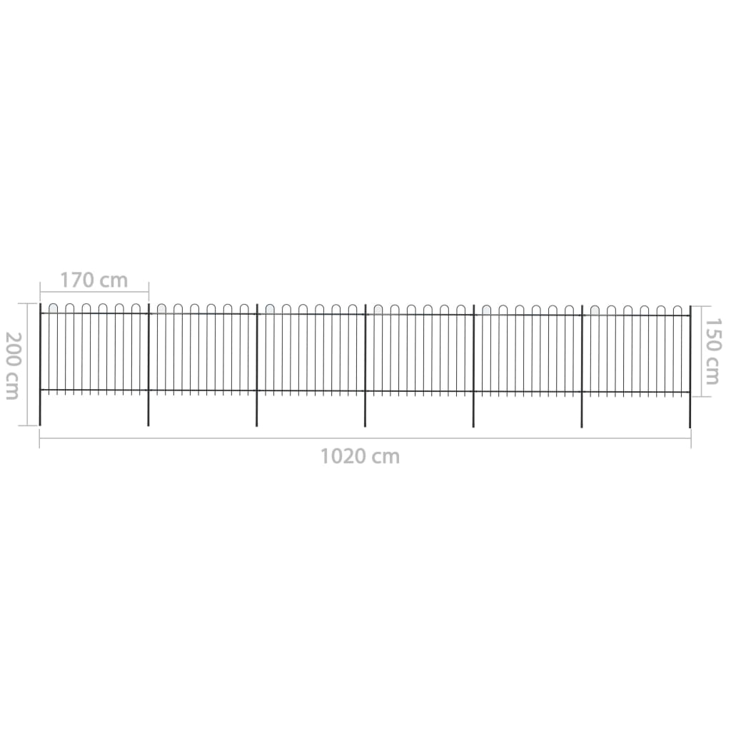 Zahradní Plot S Obloukem Nahoře Ocelový 1005 X Černý