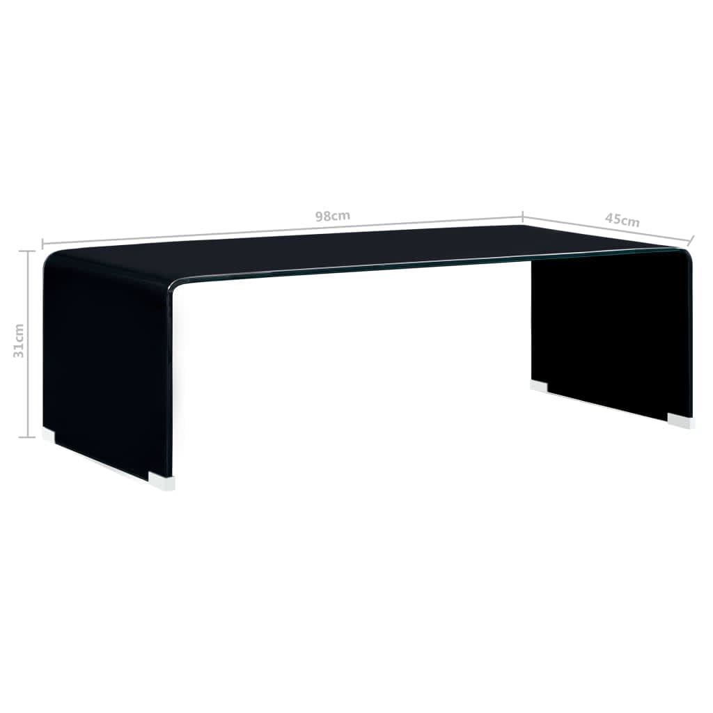 Konferenční Stolek Černý 98 X 45 X 31 Cm Tvrzené Sklo