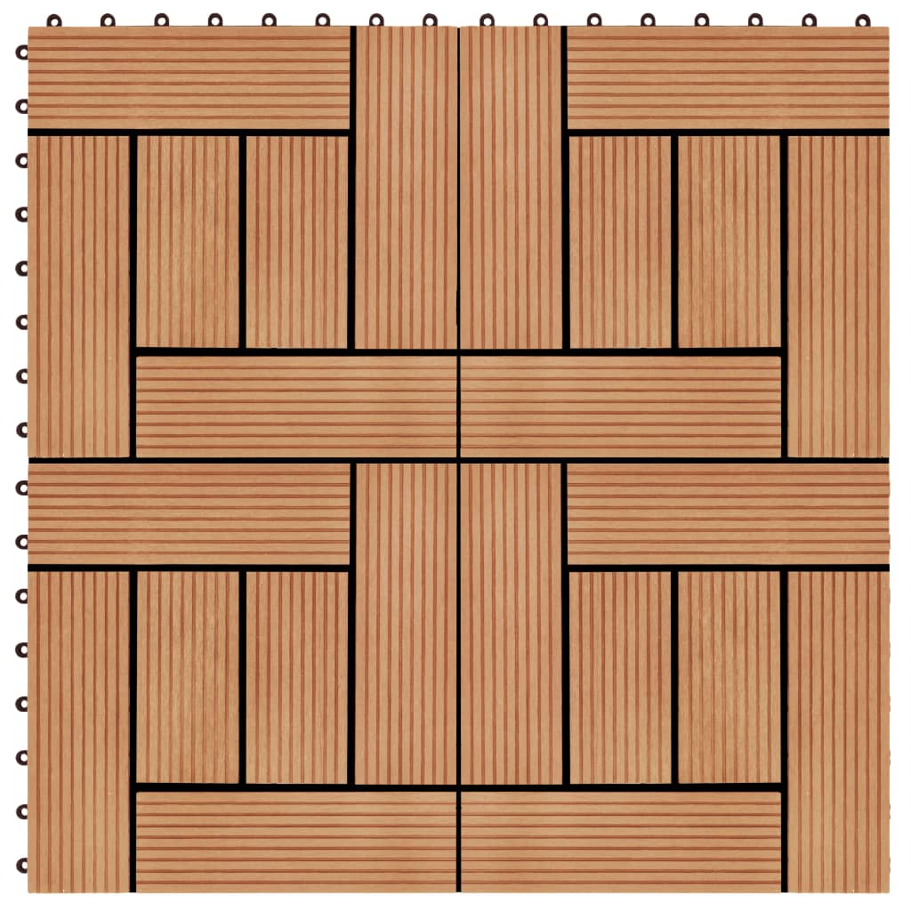 22 Ks Terasové Dlaždice 30 X 30 Cm 2 M² Wpc Barva Teak