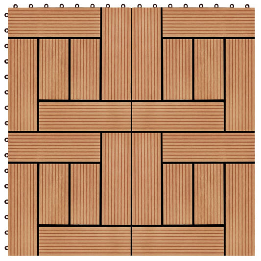 22 Ks Terasové Dlaždice 30 X 30 Cm 2 M² Wpc Barva Teak