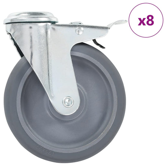 8 Ks Otočná Kolečka S Otvorem Pro Šroub 125 Mm