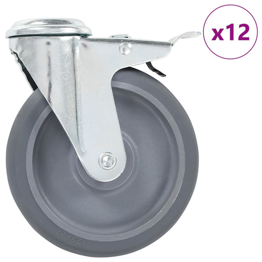 12 Ks Otočná Kolečka S Otvorem Pro Šroub 125 Mm